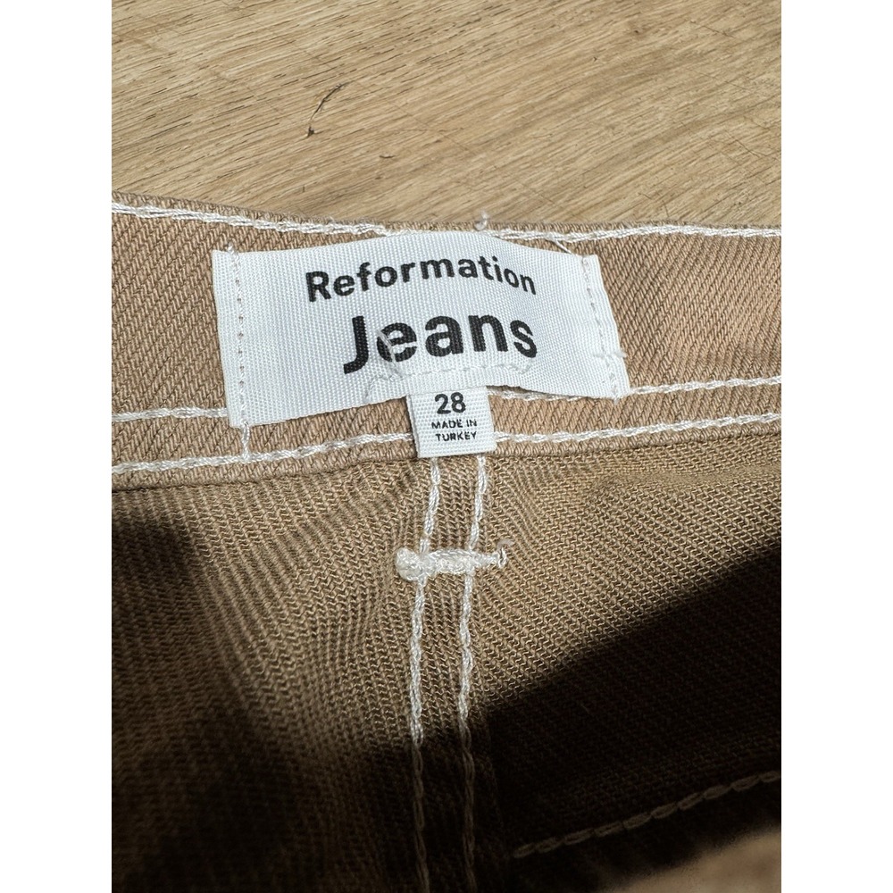 Reformation Harrison Carpenter High Rise Straight Tan Cotton Jeans Size 28 - Picture 2 of 6